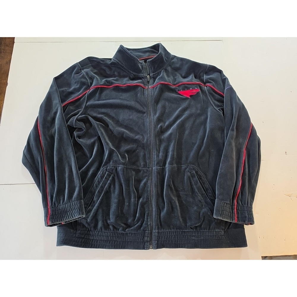 Vtg Nike Air Jordan Flight Velour Track Jacket Black Red Purple Mens XXL Y2K 90s